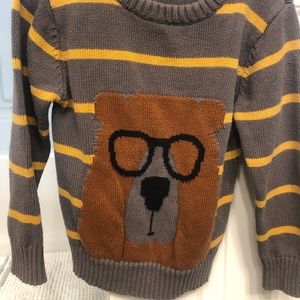 Andy and Evan 4T Bear Sweater. Gray and yellow.